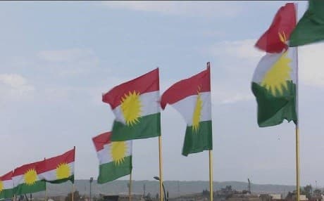 Kurdistan flag flying in Kirkuk following a majority vote by the Provincial Council on March 28, 2017. Photo: Rudaw video