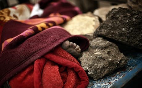 The dead body from western Mosul last month. Photo: AFP | Aris Messinis