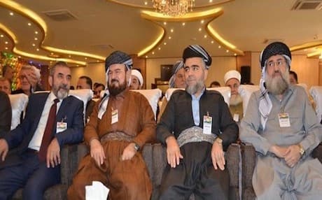 Left to right: Salahaddin Bahaudin, leader of the Kurdistan Islamic Union (KIU),  Ali Qaradaghi. Deputy President of the World Union of Muslim Scholars, Ali Bapir, leader of the Kurdistan Islamic Society (KIS) and Irfan Abdulaziz, leader of the Kurdistan Islamic Movement (KIM). Photo: Rudaw