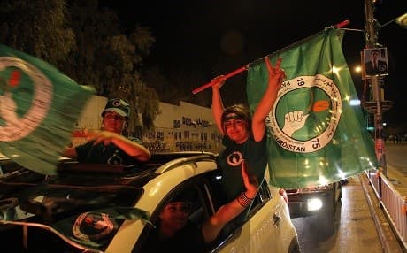 Supporters of the Patriotic Union of Kurdistan (PUK) express their support for their party in Sulaimani. Photo: Rudaw