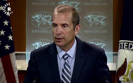 US State Department deputy spokesperson Mark Toner speaks to reporters on Wednesday. Photo: Rudaw TV