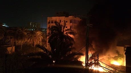 The results of an explosion in Baghdad on Friday night. Photo: AP