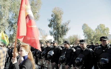 Kurdish protesters  demonstrate against the Turkish policy towards the Kurds in Turkey in the Kurdish capital of Erbil in late 2014. Photo: Rudaw
