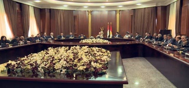 Kurdish President Masoud Barzani convenes a meeting with Kurdistan Region political leaders in Erbil on June 7, 2017. Photo: KRP