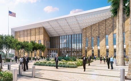 A graphic artist's rendering of the future US consulate general complex in Erbil. Image: EYP of Albany