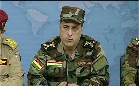 Peshmerga ministry spokesman Brig. Gen. Halgurd Hikmat speaks at the Pentagon on July 14. Photo: US DoD