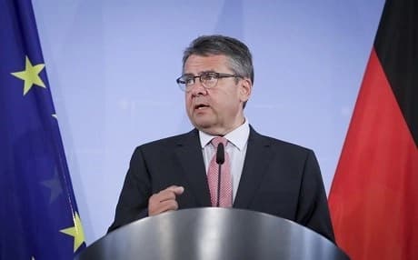 German Foreign Minister Sigmar Gabriel speaking at a news conference on Thurdsay. Photo: Kay Nietfeld/DPA via AP