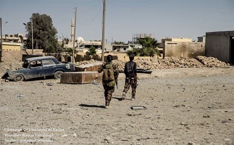 Wrath of the Euphrates forces advance in the neighborhood of Nazlah Shehadeh on the southern side of the city of Raqqa. Photo: Raqqa Campaign