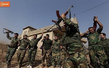 Peshmerga forces celebrate victories on the first day of the Mosul offensive, October 17, on the Khazir front. Photo: Farzin Hassan/Rudaw
