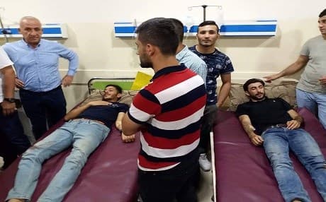 Four people who were injured by Turkish artillery on July 28, 2017  receive treatment in a hospital in Zakho, Duhok province. Photo: Rudaw. 