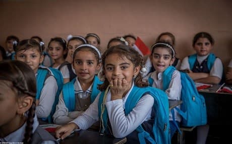 Students attend Saint Abd al-Ahad primary school in Mosul Jadida neighbourhood in west Mosul. Photo: UNICEF / Anmar