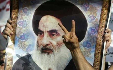 An image of Shiite Grand Ayatollah Ali al-Sistani. Photo: Ahmad al-Rubaye/AFP