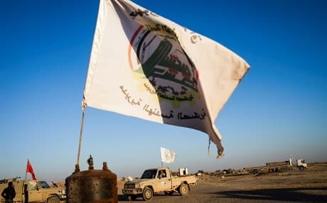 Hashd al-Shaabi members at Tal Afar airport late last year. Photo: Achilleas Zavallis/AFP file