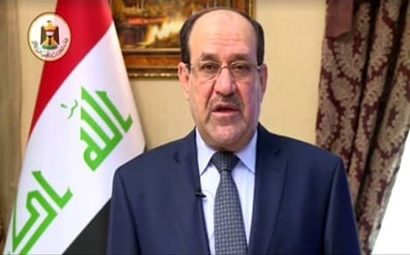 Iraqi Vice President Nouri al-Maliki addresses the Iraqi nation after rmours circulated that he had suffered a stroke and was then taken to a hospital in Iran. Photo: screenshot