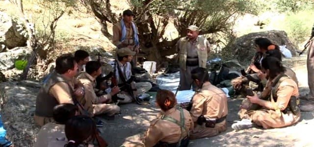 A group of Peshmerga fighters of Komala Party of Iranian Kurdistan. Photo: Rudaw video