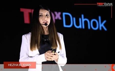 Hezha Khan, age 26, from Sulaimani was one of the speakers who became Founder/CEO of APC for Youth Empowerment that encourages economically disadvantaged Kurdish youth to become change makers in their local communities. Photo:  Duhok TEDx