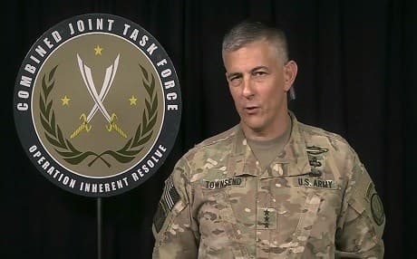 US Lt. General Stephen Townsend speaks from Baghdad via teleconference to Pentagon reporters on August 31. Photo: US DoD