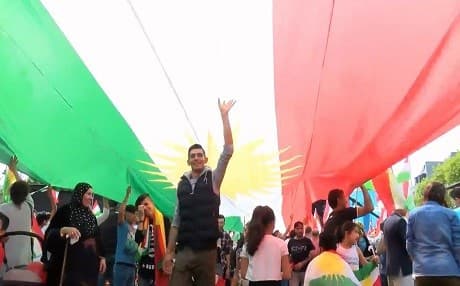 File photo of a rally in support of the Kurdish independence vote in Germany's Cologne in August 2017. Photo: Rudaw video