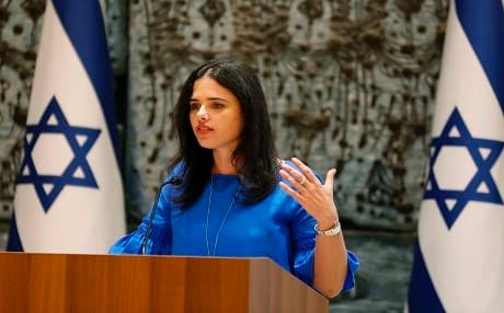 Ayelet Shaked, Israel's justice minister, delivers a speech earlier in 2017. File photo: Gali Tibbon | AFP via Getty