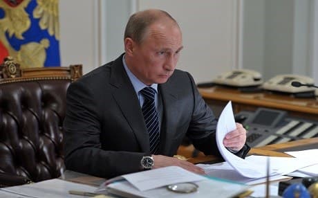 Russian President Vladimir Putin in his Kremlin office. File photo: Kremlin
