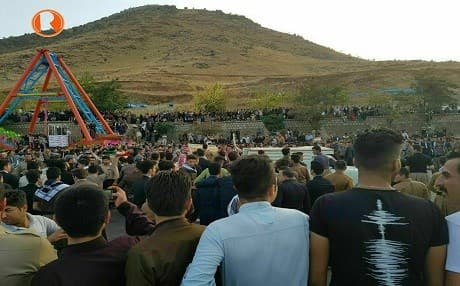 People in the Kurdish city of Baneh, Iran, celebrate the Kurdistan Region’s independence referendum. Photo: Rojhelat TV