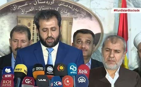 Fakhradin Qadir, a member of the Kurdish parliament , holds a press conference  in Erbil on SEptember 30, 2017. He said he is going to resign from his position as secretary of parliament. Photo: Rudaw TV