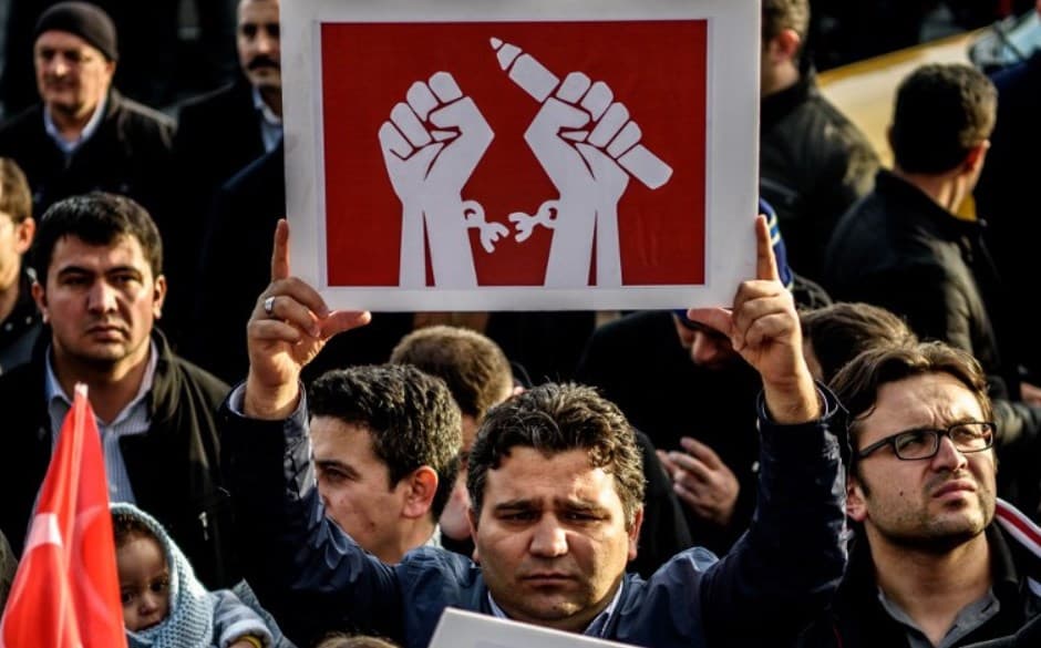 A protest in support of freedom of the press in Turkey. File photo: Ozan Kose/AFP