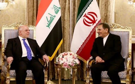 Iraqi Prime Minister Haider al-Abadi [L] met with Iran's Vice President Eshaq Jahangiti [R] in Tehran on October 26, 2017. Photo: Iraqi PM media office 
