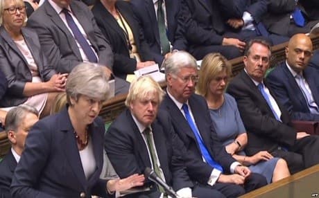 British Prime Minister Theresa May answering questions in the House of Commons. AFP file photo