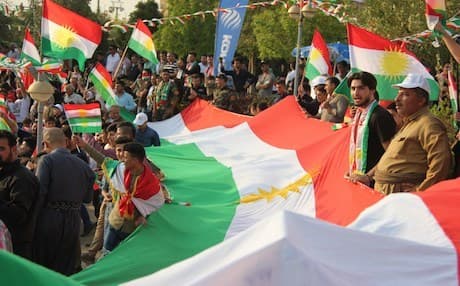Kurdish people rally at a public place in Erbil in support of the independence referendum before it was held on September 25. Photo: Rudaw