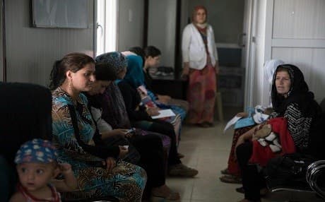 Pregnant Syrian refugees wait for consultations at a maternal health clinic run by Doctors Without Borders at a refugee camp in the Kurdistan Region. Photo: UNHCR