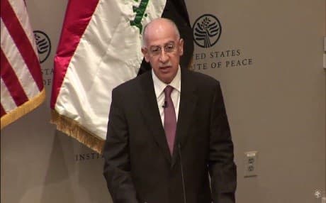 Osama al-Nujaifi speaks at the US Institute of Peace on Tuesday in Washington, D.C. Photo: USIP