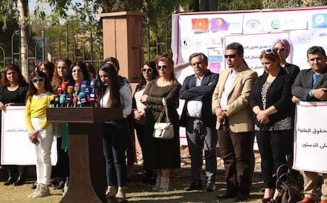 Kurdish activists in Sulaimani slammed on Sunday  bid from the Iraqi parliament to amend Iraq's Personal Statues Law which would allow girls as young as nine years to get married. Photo: Facebook/Raman Gareb  