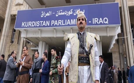 A parliamentary guard stands to attention in the Kurdistan Region capital. File photo: Rudaw