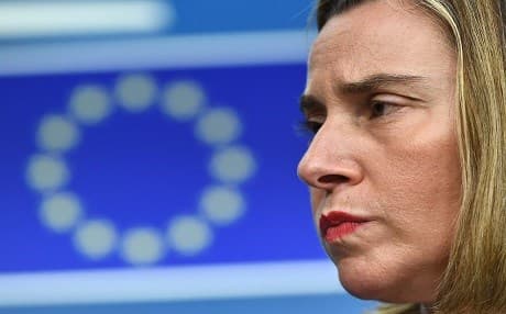  EU foreign policy chief Federica Mogherini addresses a press conference in Brussels on November 15, 2017. Photo: AFP/ Emmanuel Dunand 