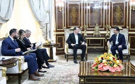 Kurdistan's National Security Advisor Masrour Barzani [R] meets with the US Special Presidential Envoy to the anti-ISIS Global Coalition in Erbil on November 17, 2017. Photo: Masrour Barzani's media office 