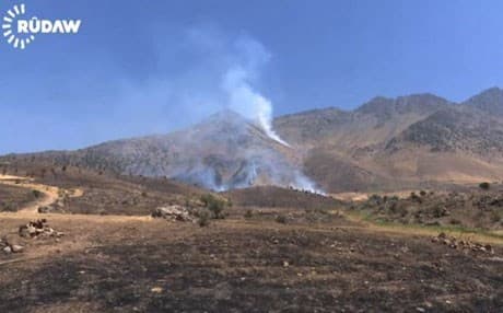 Rudaw file photo of bombings carried out by Turkish warplanes near Sidakan town. 