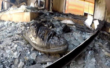 A video screenshot recorded in November shows a Kurdish market damages following the Iraqi takeover of the diverse town of Tuz Khurmatu, south of Kirkuk. Photo: Rudaw TV 