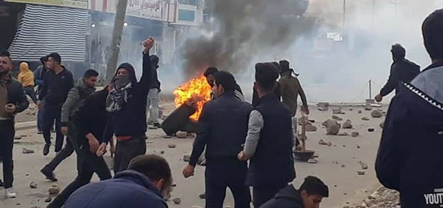 A scene from the protests in the Kurdish city of Raniya, Sulaimani province on December 19, 2017. Photo: social media