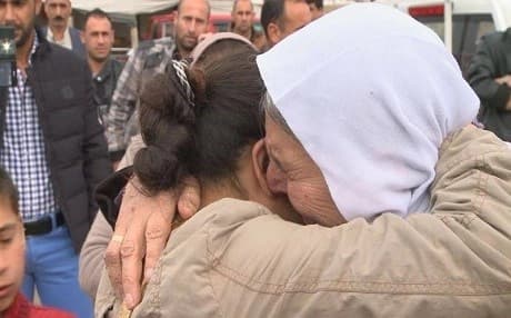16--year-old Inas reunites with members of her extended family after she was freed more than three years after she was kidnapped by ISIS militants. Photo: Rudaw TV