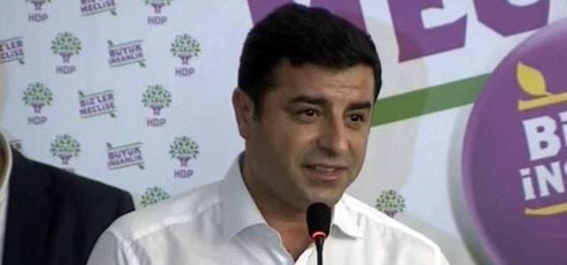 Selahattin Demirtas speaks at a party event. Photo: Rudaw