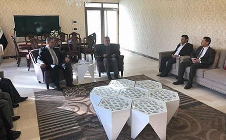 A Kurdish delegation headed by Deputy Speaker of the Iraqi Parliament Aram Sheikh Mohammed in a meeting with Hadi al-Amiri, leader of the Badr Organization. Photos: Courtesy of Mohamemd