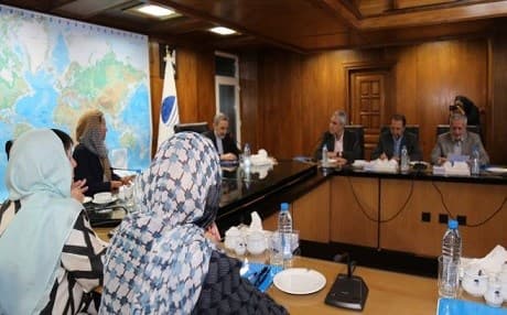 Mehdi Navid Adham (second from right), the head of the Iranian High Education Council, attends a meeting with the European Union High Representative for Foreign Affairs and Security Policy Federica Mogherini (center left) in Tehran on August 6, 2016. Photo: Iran Expediency Council