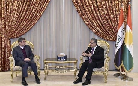 Iran's Deputy CG to Erbil Syamak Burhani meets with Falah Mustafa, the head of KRG foreign relations in Erbil on January 7. Photo: Falah Mustafa