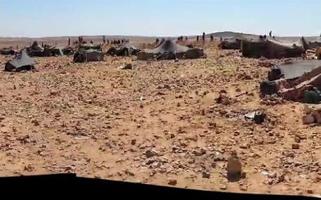 Many refugees fleeing the conflict in Syria have set up camps in the desert areas of Jordan, near the international tri-point. Photo: HRW