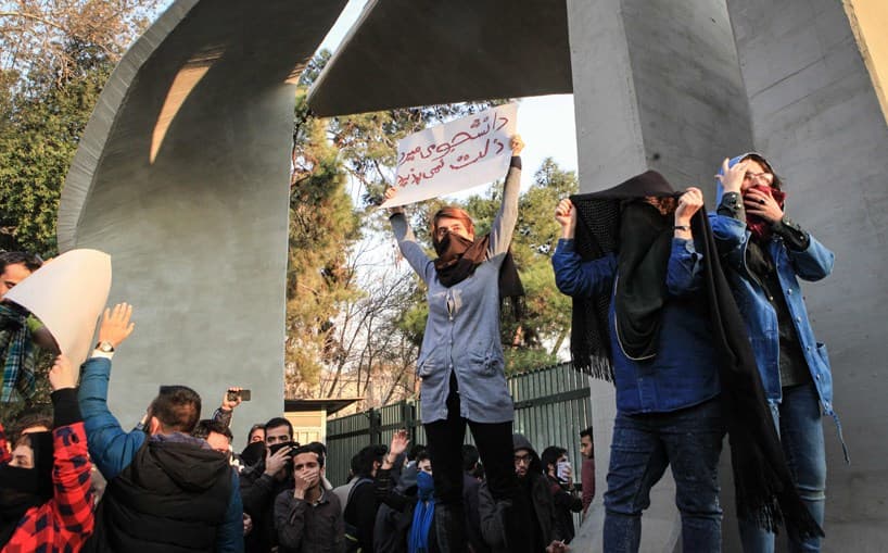 Anti-government protests at the University of Tehran in December. Photo: AFP