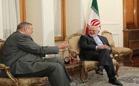 Iranian Foreign Minister Javad Zarif [R] receives UN Representative to Iraq Jan Kubis in Tehran on January 28, 2018. Photo: Iran FM