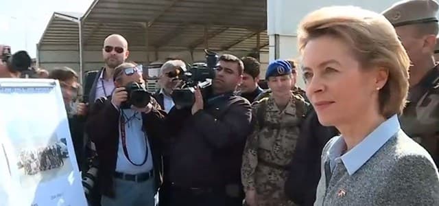 German Defence Minister Ursula von der Leyen arrived in Erbil on Sunday morning. Photo: Rudaw TV