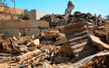 A picture taken on January 27, 2018 shows a destroyed house reportedly taken by ISIS in Ramadi, Iraq. Photo: Moadh al-Dulaimi | AFP