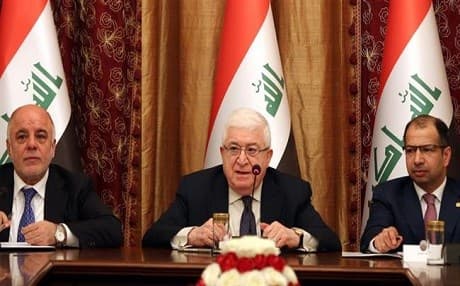 Iraqi President Fuad Masum (center), Prime Minister Haider al-Abadi (left), and Parliament Speaker Salim al-Jabouri. Photo: GoI